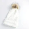 Promotion knit winter hat beanie custom hats with pom poms polo beanie