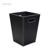 Hotel waster baskets manufacturer black leather hotel garbage bin trash bin With handle