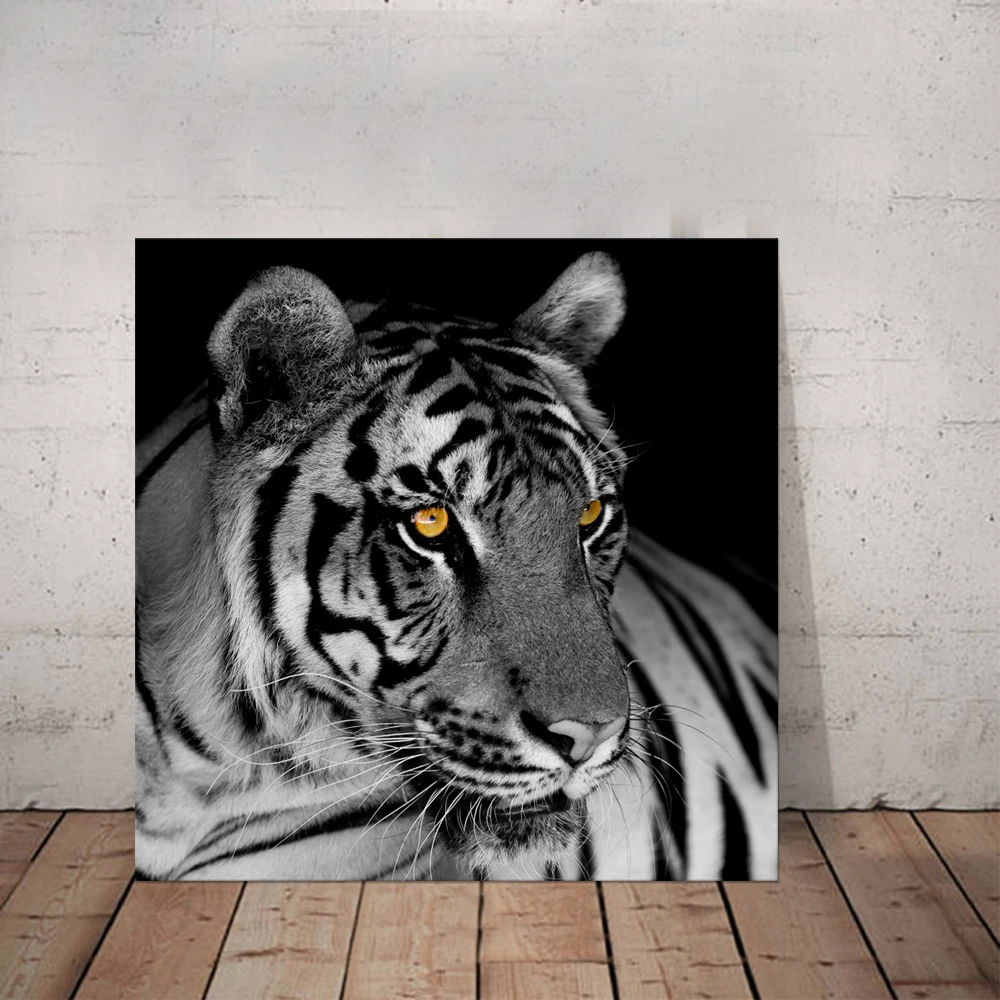 Canvas Prints Black And White Tiger Animal Picture Modern Canvas Wall ...