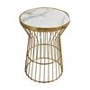 Cage Shaper Gold Stainless Steel Round Marble Top Metal Coffee Table Side Table For Living Room