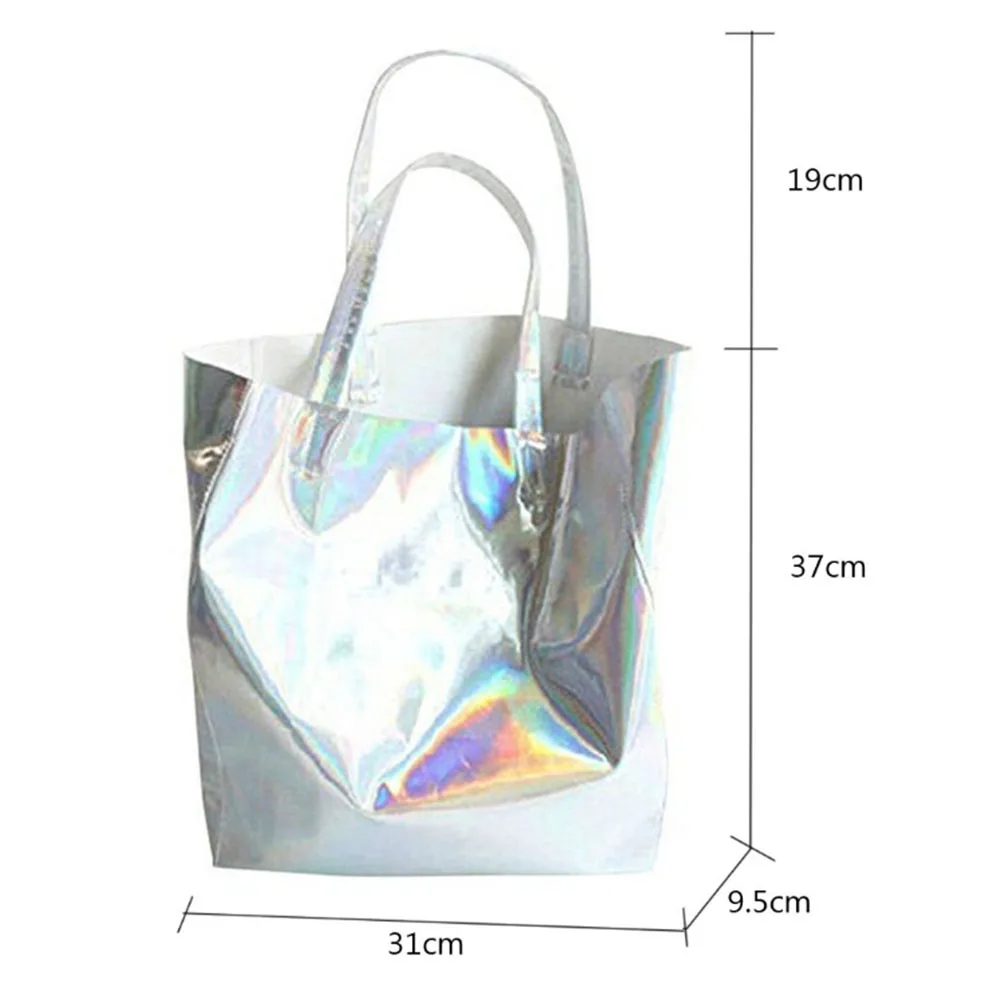 Women's Holographic Shoulder Large Capacity Laser Shopper Tote Bag ...