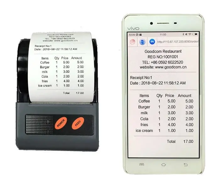 QR Code Supported Min Bluetooth Thermal Printer for Android iOS Smartphone