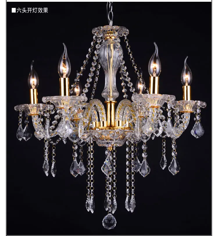 Golden crystal chandelier transparent glass chandelier luxury hotel lighting