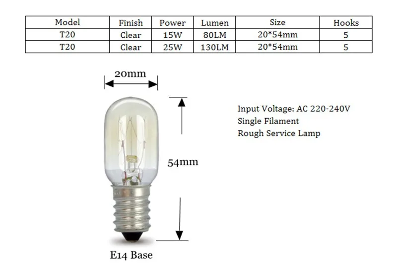 T20 E14 Refrigerator Bulb 15w 25w Indicator Fridge Bulb E12 110130v 220240v,Incminie14 Buy