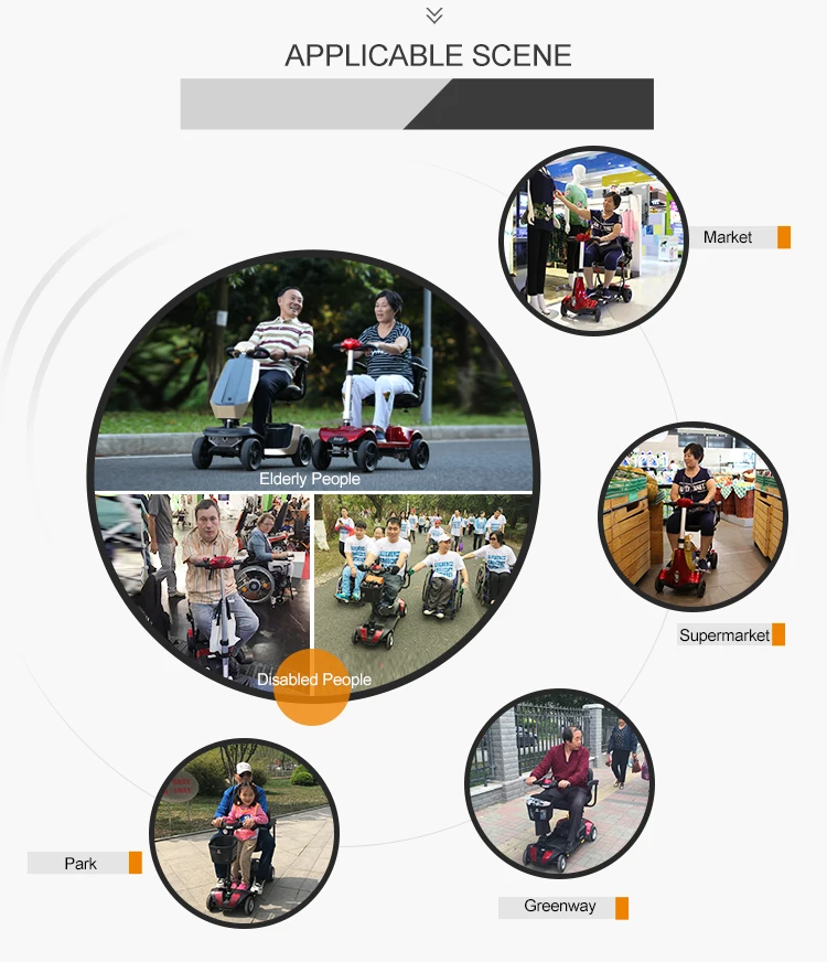 New Design Handicapped 4 Wheel Portable Electric Scooter for The Disabled