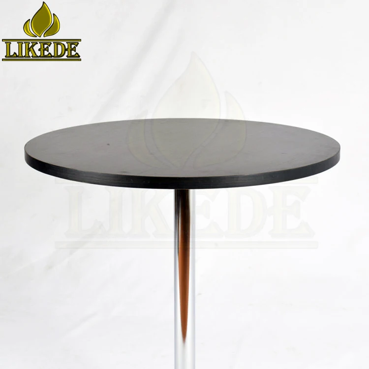 Morden Design Round Restaurant Dining Table Black With Metal Base for Cafe Use