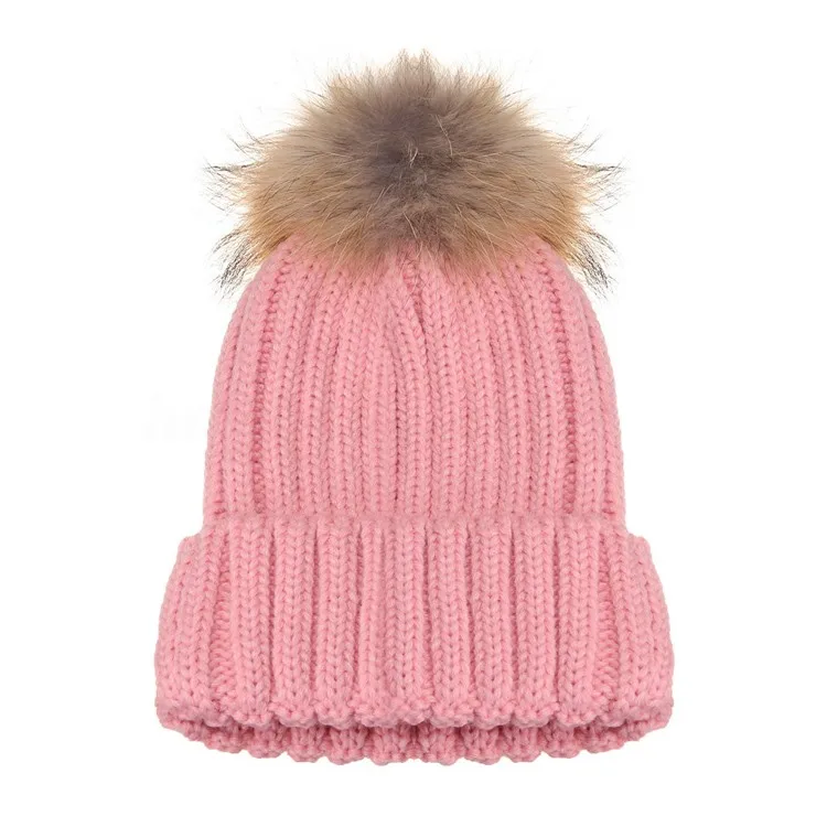 Lady's Ponytail Winter Hats Women Blank Pink Pom Pom Beanie - Buy Pom ...