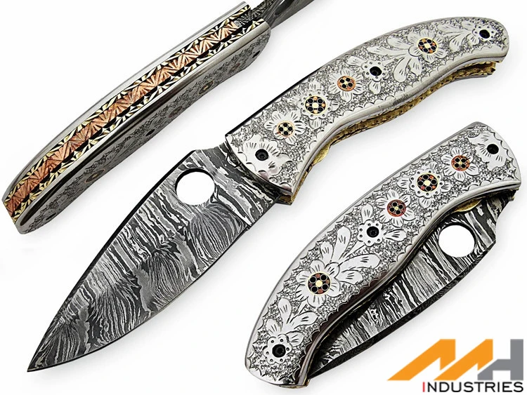 Pakistani Damascus Steel Handmade Knife Collectable With Fancy Leather ...