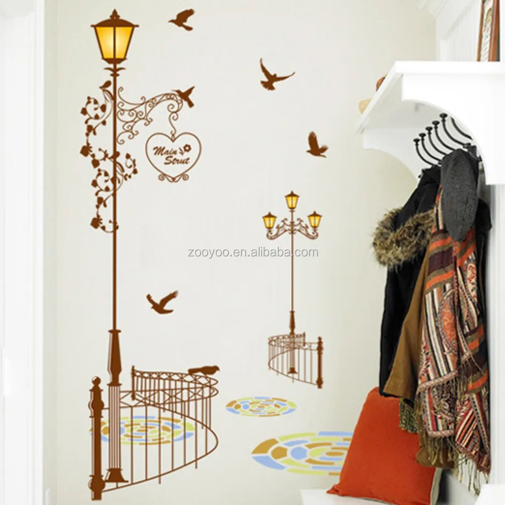 3d zooyoo uitneembare pvc muursticker kinderen straat lamp weg ...