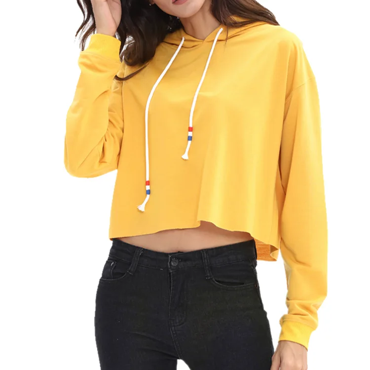 Factory Wholesale Yellow Womens Cropped Top Hoodie - Buy Wholesale ...