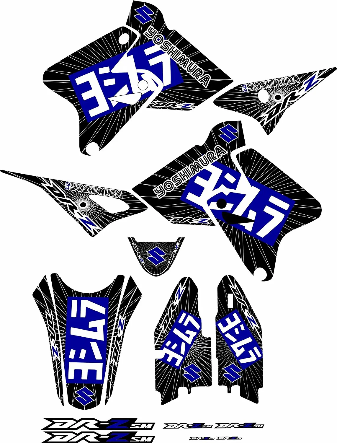 Get Quotations · Suzuki Yoshi Black / Blue Drz400 Drz400s Drz400sm Graphics Kit Drz 400s Drz 400sm S Sm