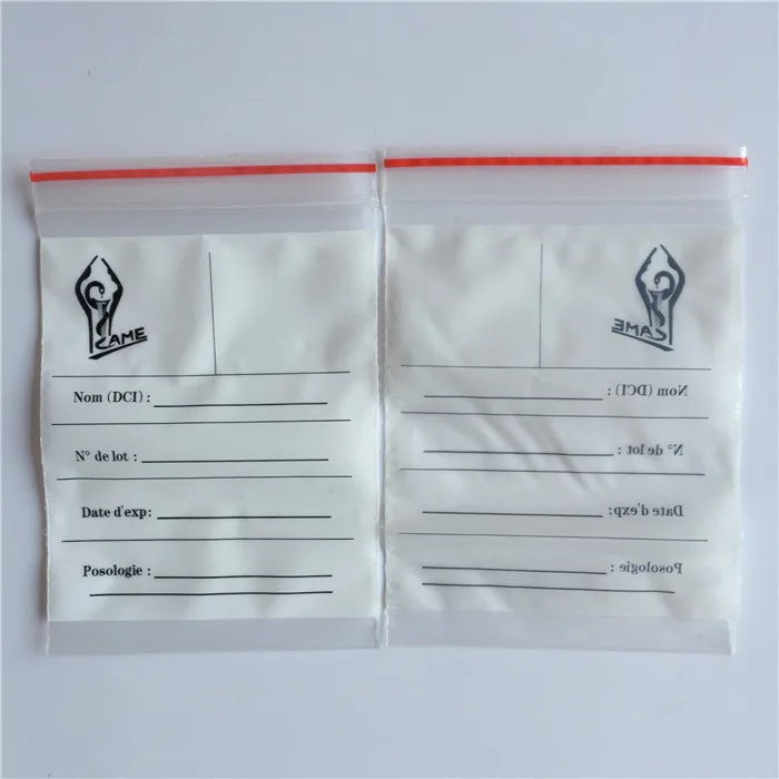 Custom Writable Printed Ldpe Medical Ziplock Pills Medicine Zipper