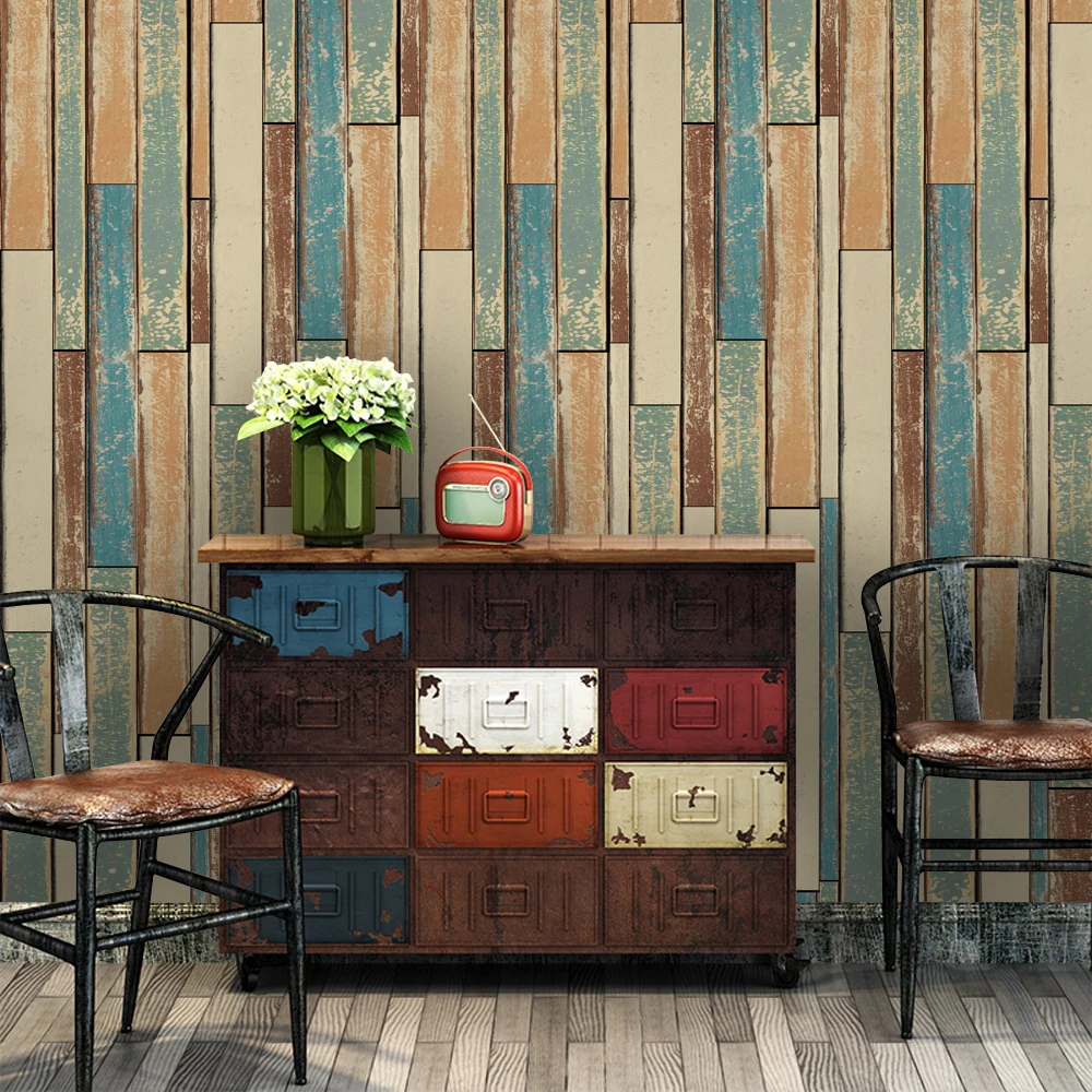 Self Adhesive Waterproof Vintage Wooden Plank Living Room Wall