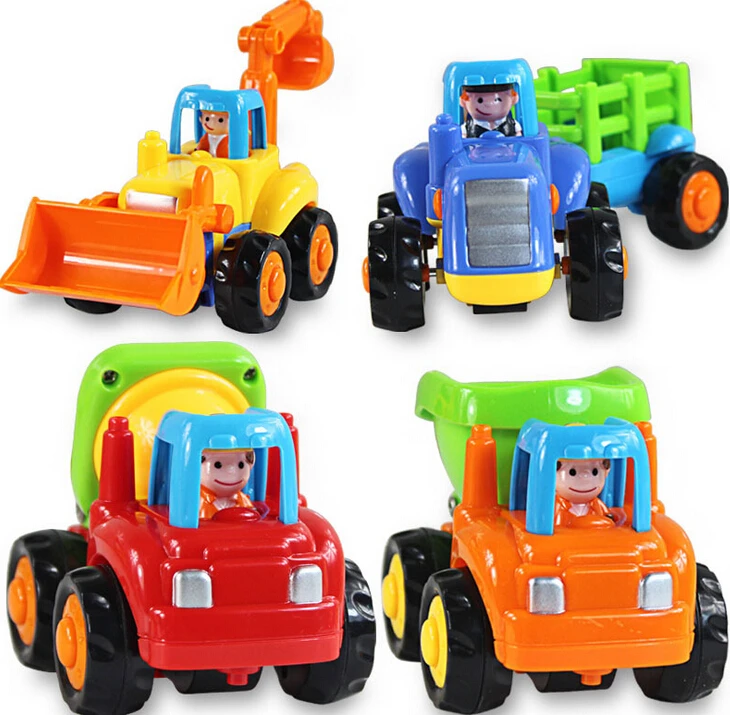 4pcs lot Engineer Trucks Tractor Mixer Dumper Car Children Boys Instructive Toy pull back cars playing