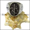 Vintage Jewelry High Polishing Silver Engraved Armed Cross Oval Signet Ring