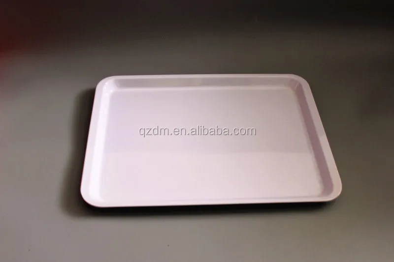 Blank Melamine Rectangle Tray White Plastic Square Tray