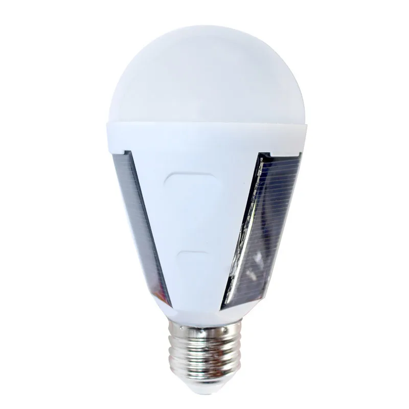 E27 7W White Bulb AC85-265V LED Solar Rechargeable Emergency Light Bright