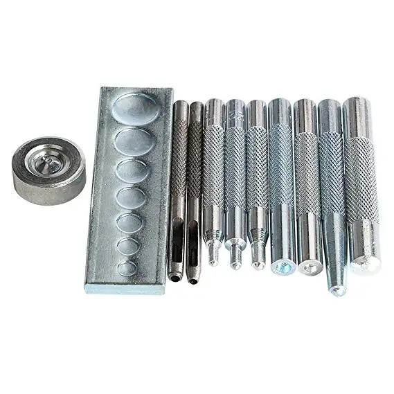 Leathercraft Tool Punch Snap Kit Rivet Setter with Base for Punch Hole and Install Rivet Button Die Punch Snap Kit Rivet Setter with Base for Punch Hole and Install Rivet Button Pack of 11