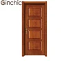 Vintage classical solid wood door raised 4 panels surface smooth paint finished