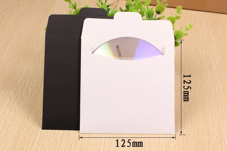 Customized Envelope Packaging White Craft Cardboard CD DVD Disc Sleeve With Foil Stamping
