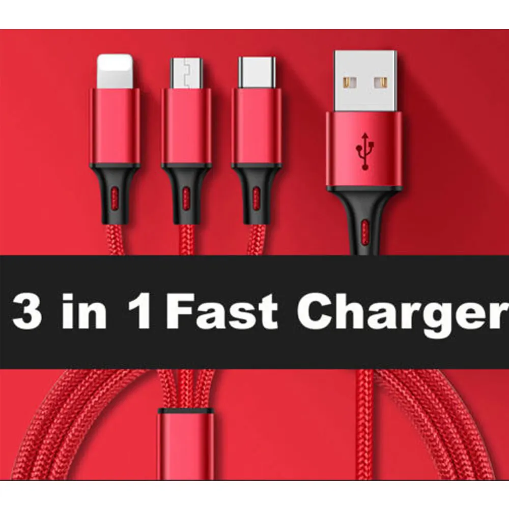 3 in 1 fast USB charging cable universal multifunction cell phone charger cord - ANKUX.COM