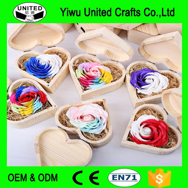 artificial flower gift rose soap flower with wood box valentines