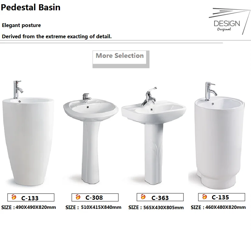 bathroom bathroom ceramic pedestal Hand  wash basin C-363