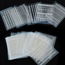 30 Folhas 3D Lace Nail Art Adesivos Decalques Manicure Decoração Acessórios Do Prego Branco Preto DIY Ferramentas de Beleza Unhas