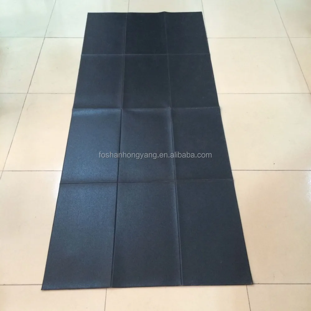 Folding Black Treadmill Floor Mat With Shockproof Treadmill Shock