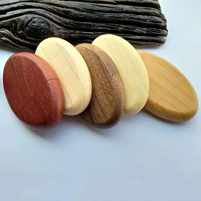 Bulk new Oval shape wooden usb stick customized wood usb drive with keychain - ANKUX.COM