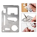 Multi Function 11 in 1 Portable Outdoor Saber Saw Card Screw Wrench Ruler Opener Stainless Steel
