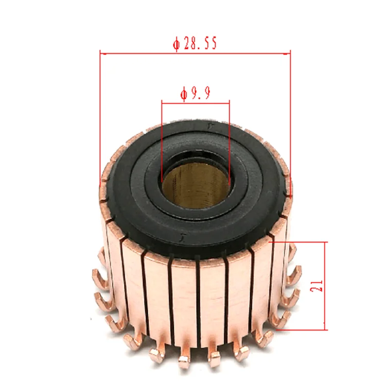 22 segments hook type commutator OD28.55*ID9.9*H23.4 commutator brush