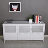 White Industrial Style Half Metal Mesh Door TV Cabinet Design For Homes
