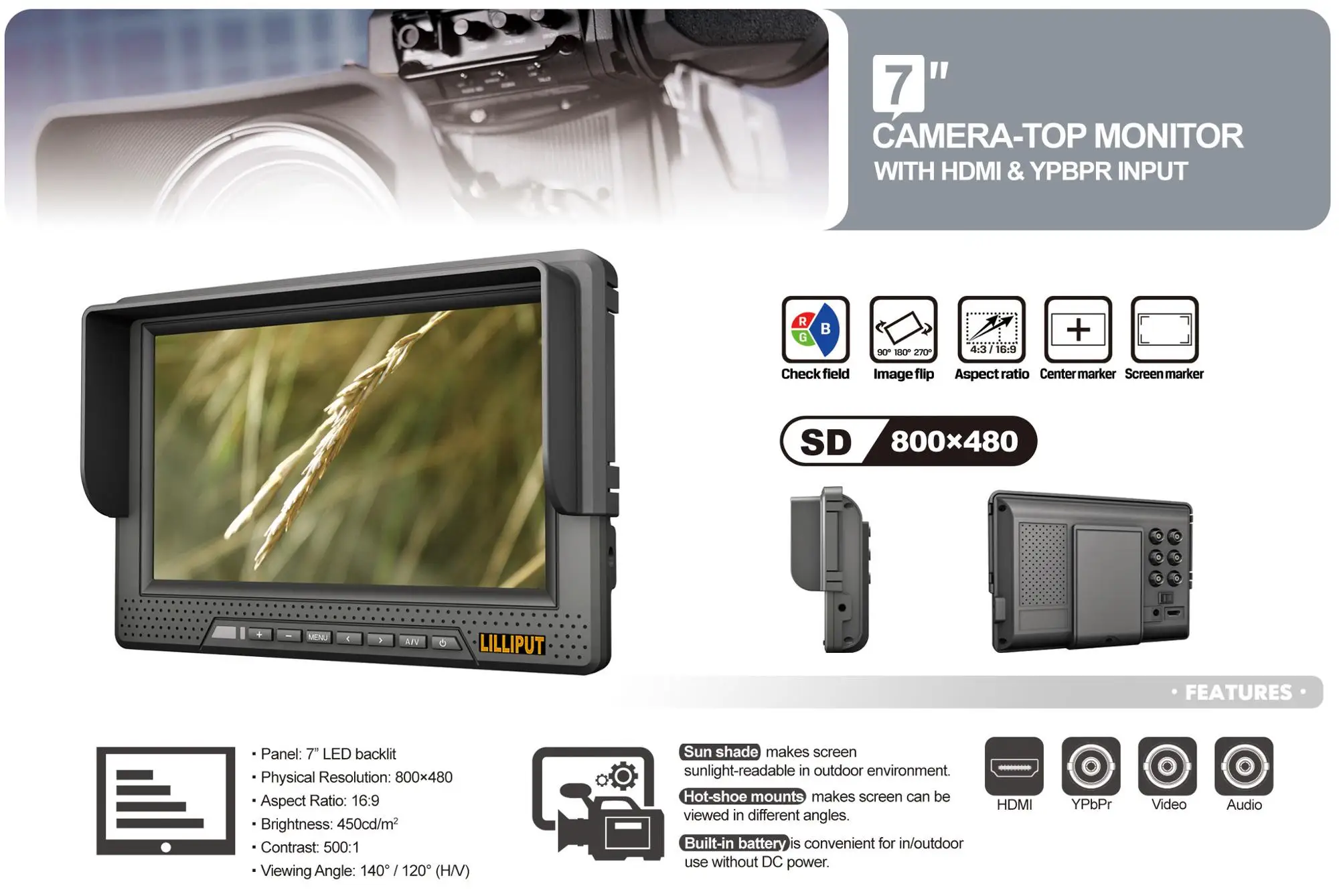 7" Battery Powered Lcd Computer Monitor With Hdmi Input Buy Battery