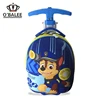 High quality durable cartoon custom logo waterproof hard 3D EVA kids trolley school bag with wheels pedal