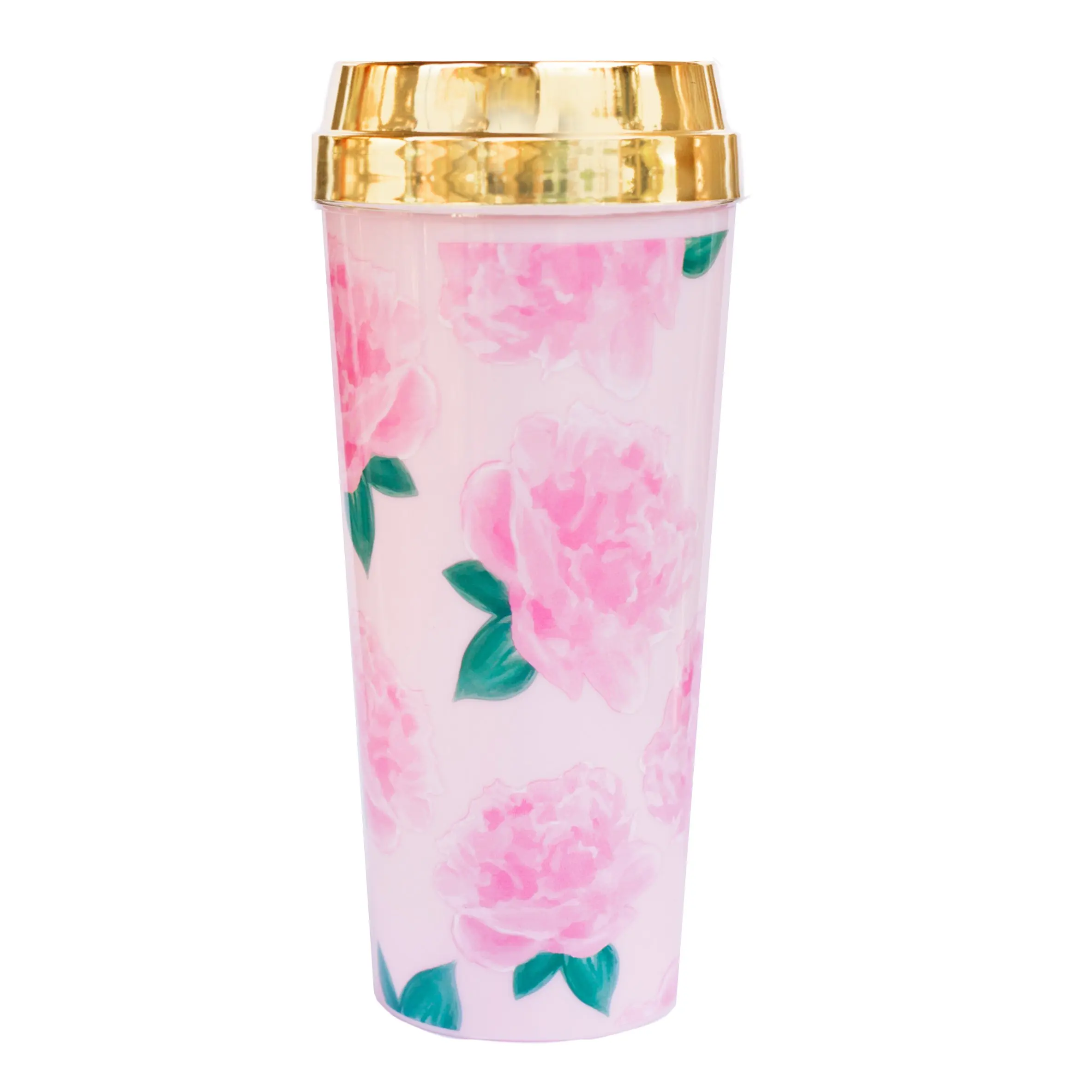 pink travel mug with handle