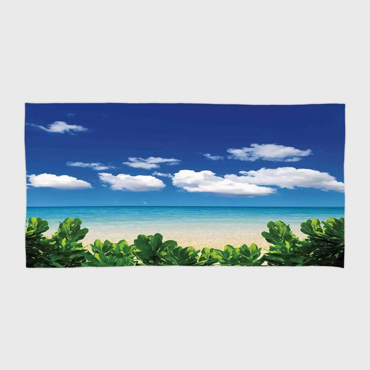 One Side Printing Hotel SPA Beach Pool Bath Hand Towel,Tropical Decor Beach Sea Clear Water Tropic Plants Holiday Getaways Travel Destinations Decorative,for Kids Teens and Adults