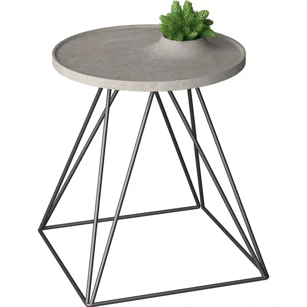 CSQ Grey Cement Small Coffee Table/Plant Stand, Desktop with Flower Pot Hole Living Room Bedroom Study Balcony Outdoor 4046CM (Size : 4046CM)