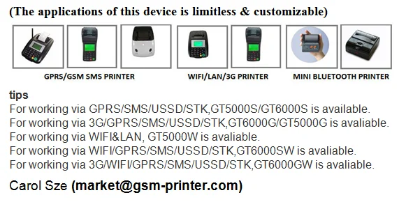 GT6000GW The 3G wireless Portable Pos Printers for order printing