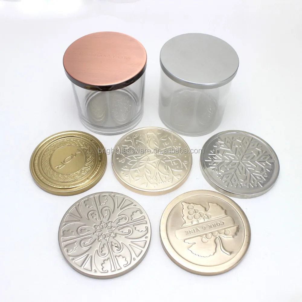 Antique Metal Lid For Different Finish Glass Candle Holder Glass Jars