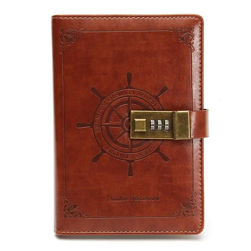 Combination Lcok Pu Journal Expensive Lockable Leather Covered Diaries 