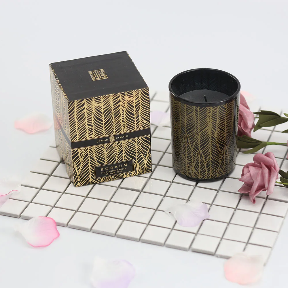 high end scented soy candle with gift packaging