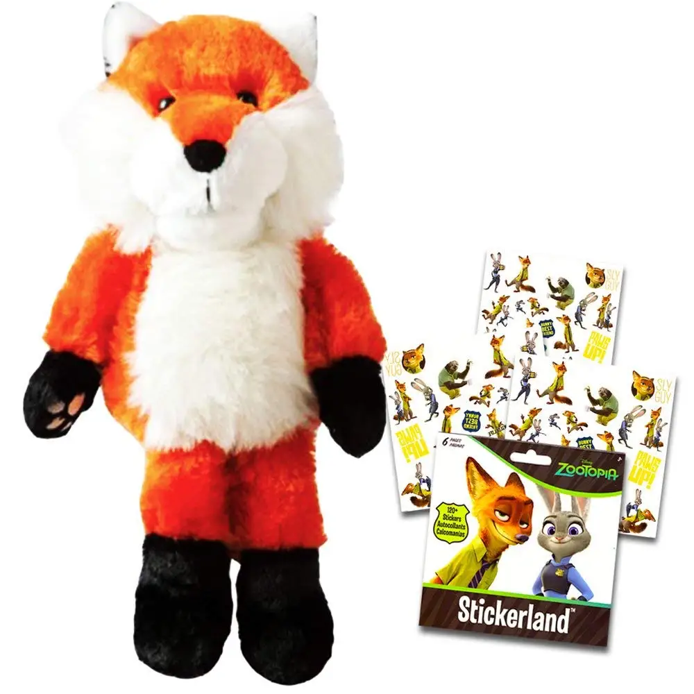 Fox Plush Toy Puppet Set Kids Toddlers -- Large Plush Fox Stuffed Animal Hand Puppet with Bonus Stickers!