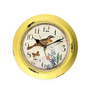 Buy Adeco Yellow Iron Vintage-Inspired Circular Wall Hanging Clock, Spoons Design Kichen Home ...