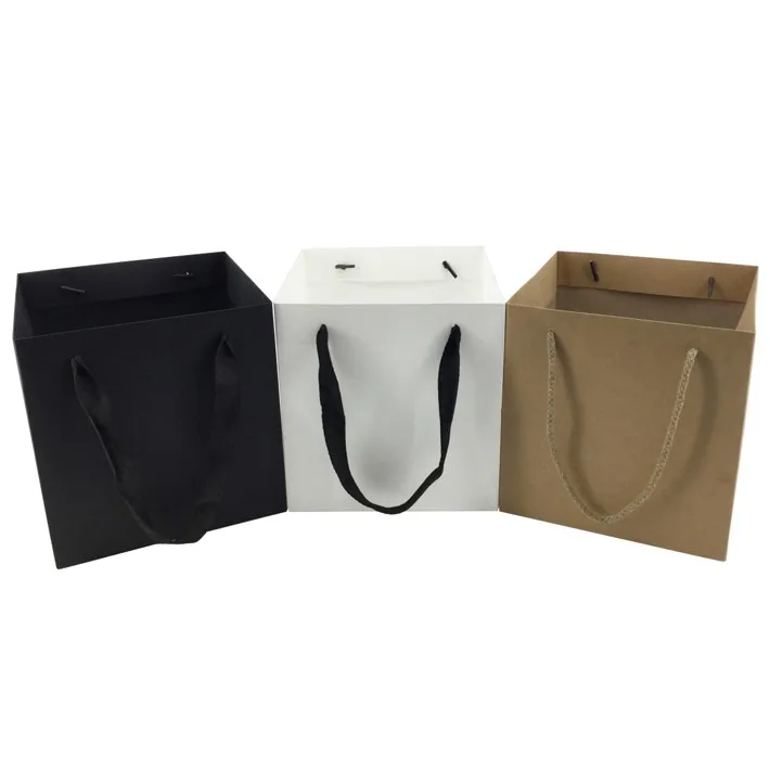 Creative Square Shaped Kraft Paper Bag With Handle Factory Direct Sale