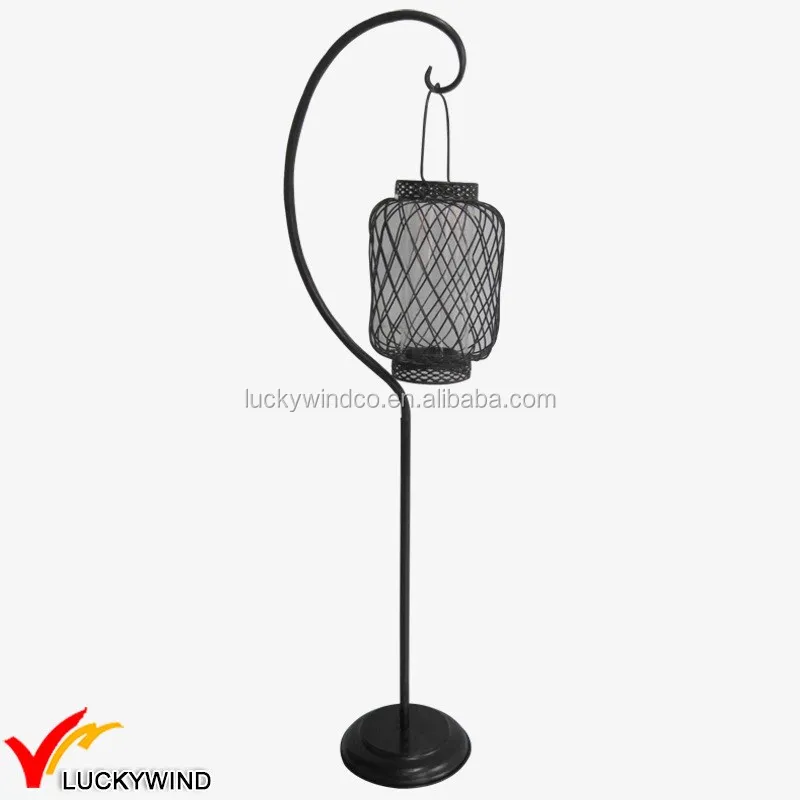 Metal Distressed White Candle Lantern Floor Stand Buy Lantern Floor