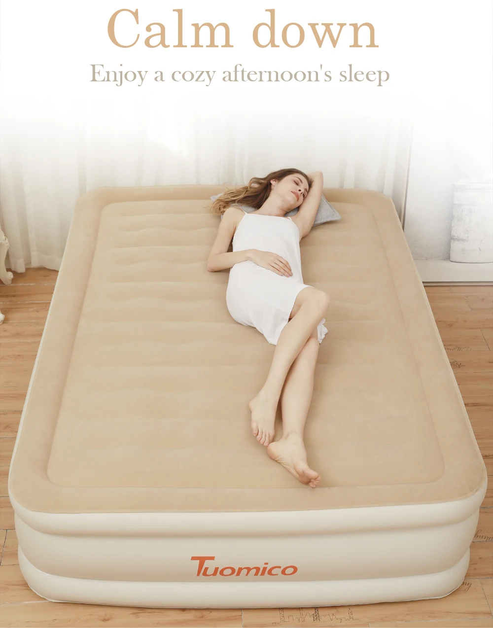 Airbed With Built In Electric Pump For Bedroom General Flocking Cover