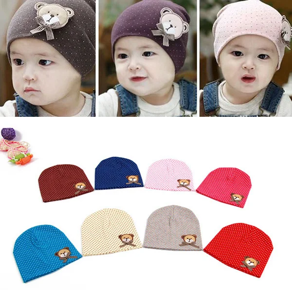 Candy Color Bear Hat Baby Children Infant Boys Girls Cotton Beanie Cap One Size