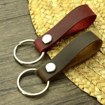 keychain genuine leather blank key custom larger