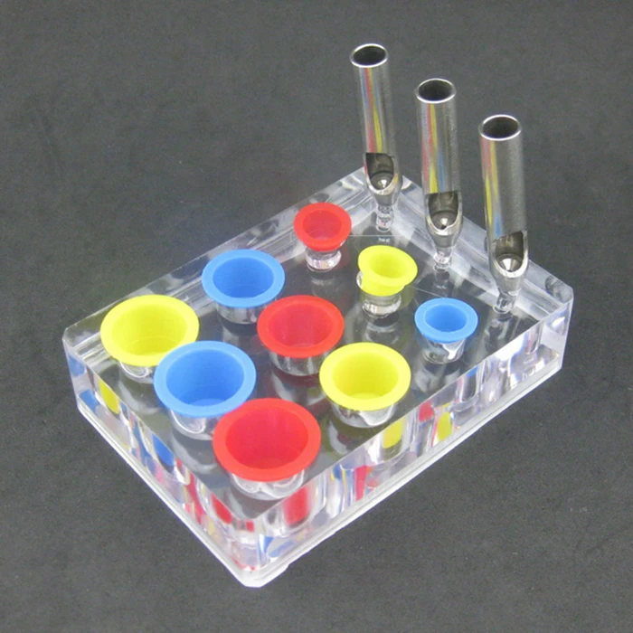 Rectangular Acrylic Tattoo Ink Cup Rack Clear Permanent Ink Holder Stand Acrylic Makeup Pigment